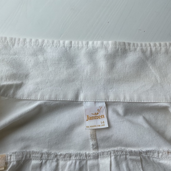 Jantzen - Women’s White Botton Down Oversized Boyfriend Blouse, SZ 14 - Picture 5 of 11